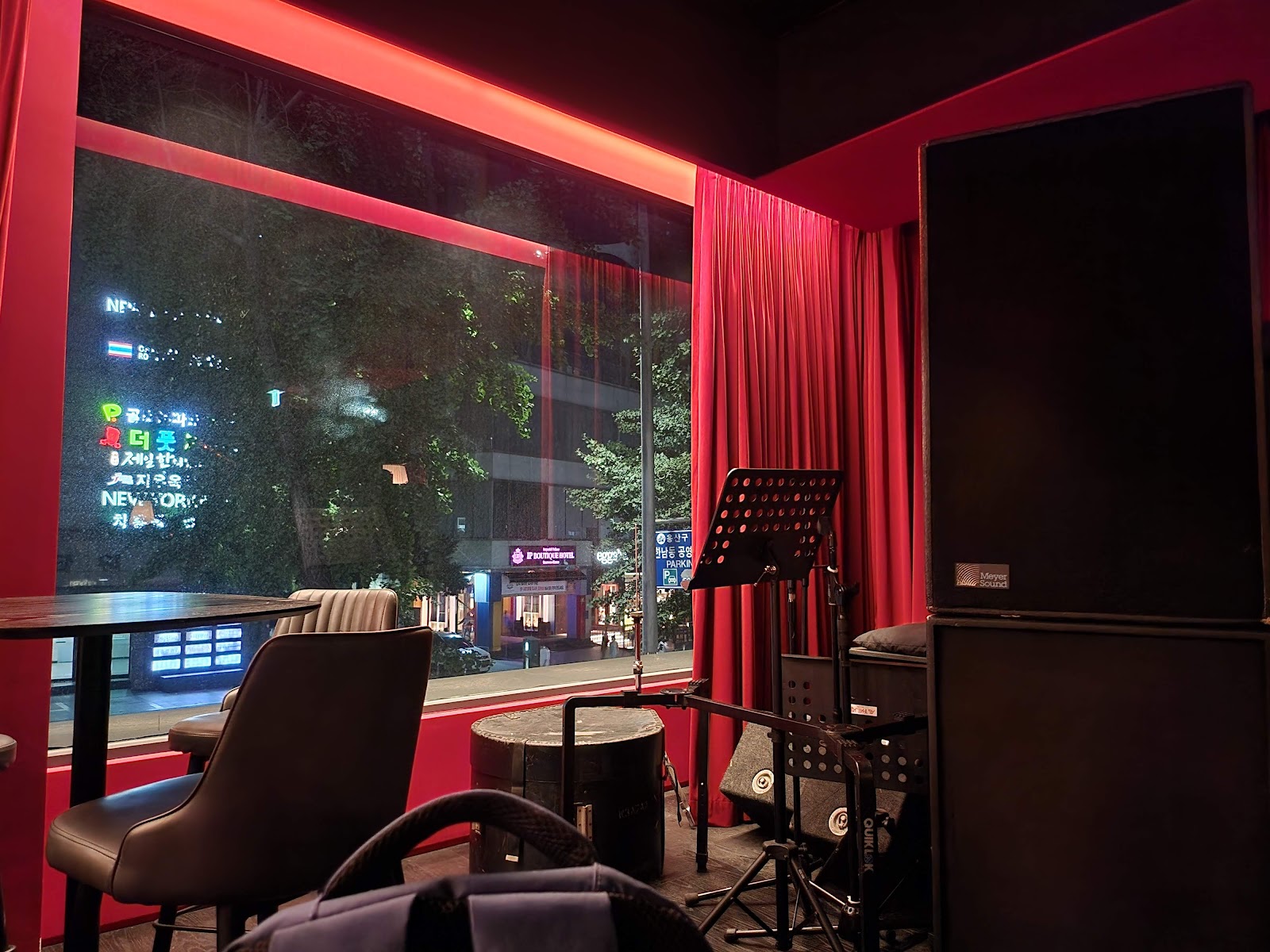 All That Jazz interior - intimate listening space with red lighting