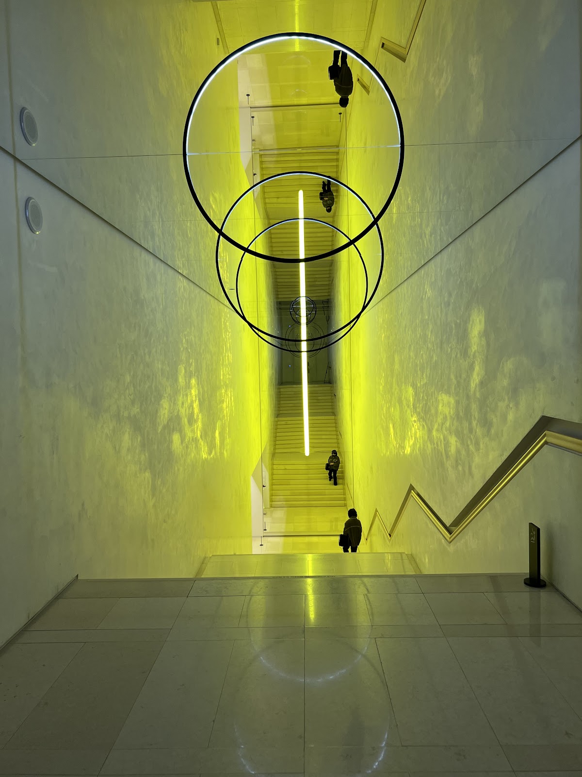 Leeum Museum — the dramatic neon-lit stairwell installation with concentric circles of light